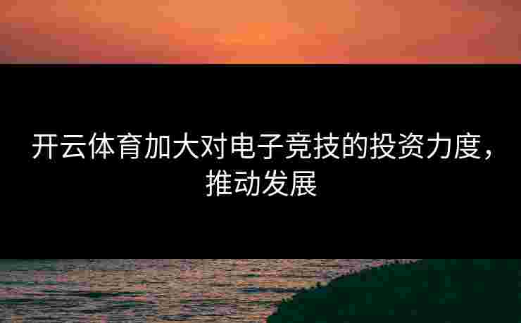 开云体育加大对电子竞技的投资力度，推动发展