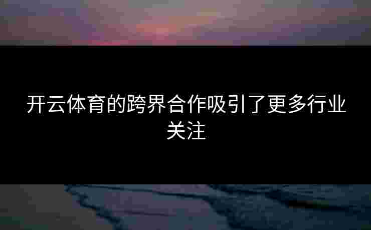 开云体育的跨界合作吸引了更多行业关注
