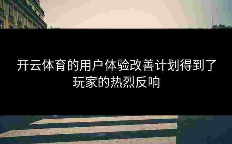 开云体育的用户体验改善计划得到了玩家的热烈反响